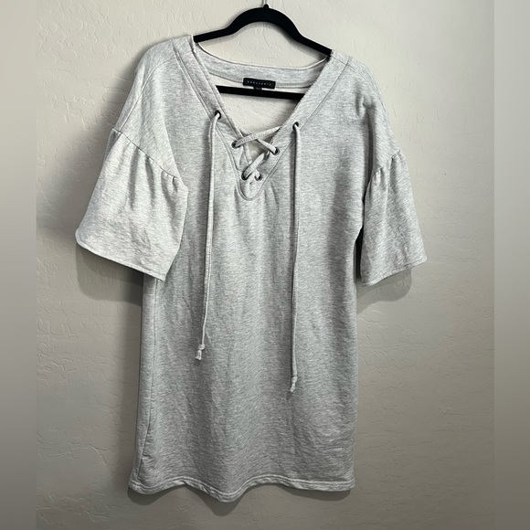 Sanctuary Mariana Sweatshirt Dress in Gray with Bell Sleeves, Size Small - Picture 2 of 6